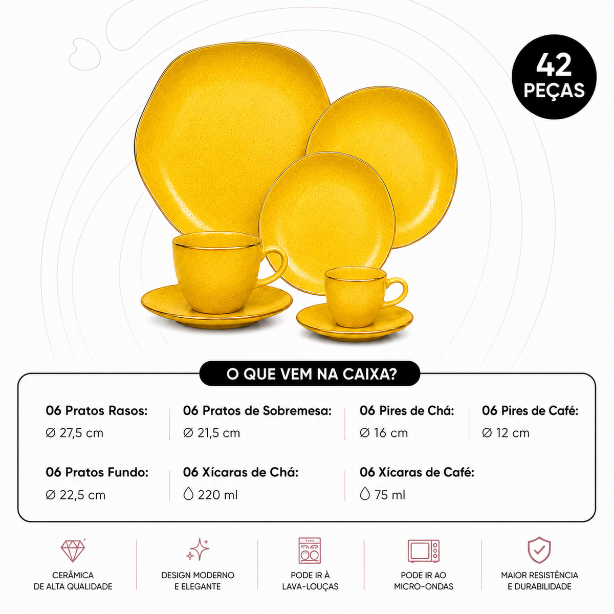 Aparelho de jantar e café 42 Peças Cotton