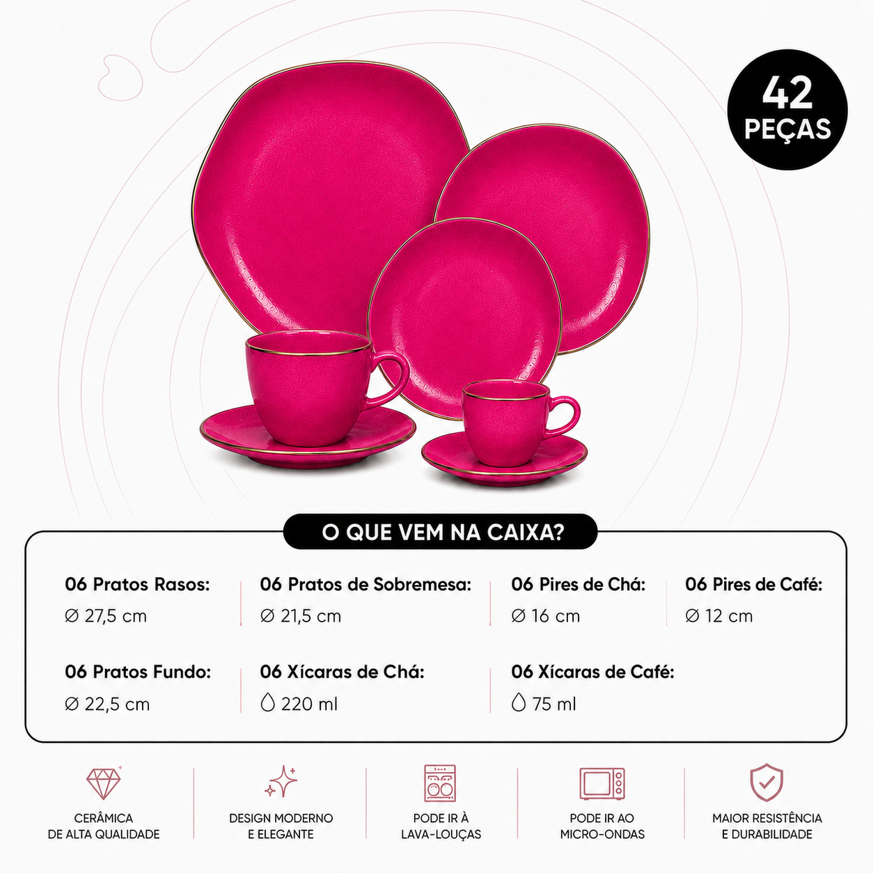 Aparelho de jantar e café 42 Peças Merlin