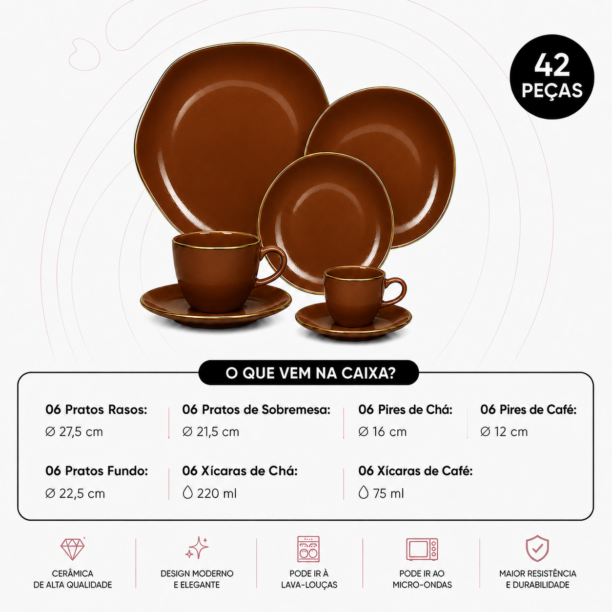 Aparelho de jantar e café 42 Peças Lazza